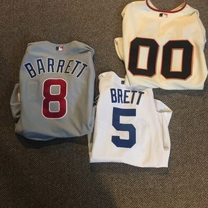 Authentic MLB baseball jerseys barely worn.